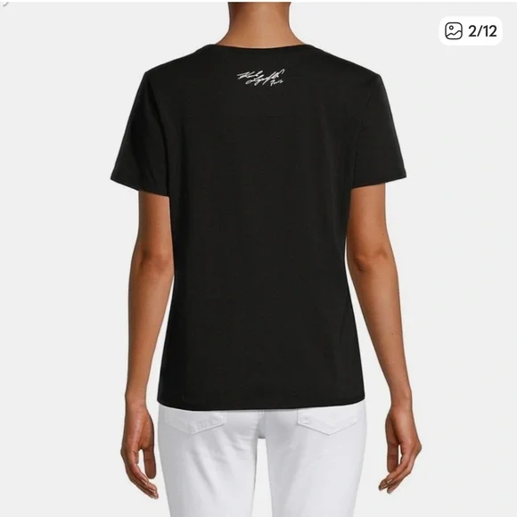 Karl Lagerfeld Black Buffalo Check Sunglasses T-Shirt - Picture 2 of 4